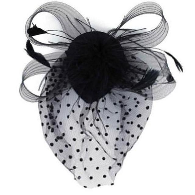 Paris-Chapeau mariage Noir Chapeau De Mariage Voile Accessoire Plume Clip fleur