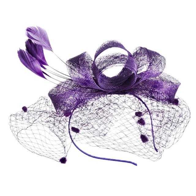 Paris-Chapeau Violet Chapeau De Mariage Plume et voile